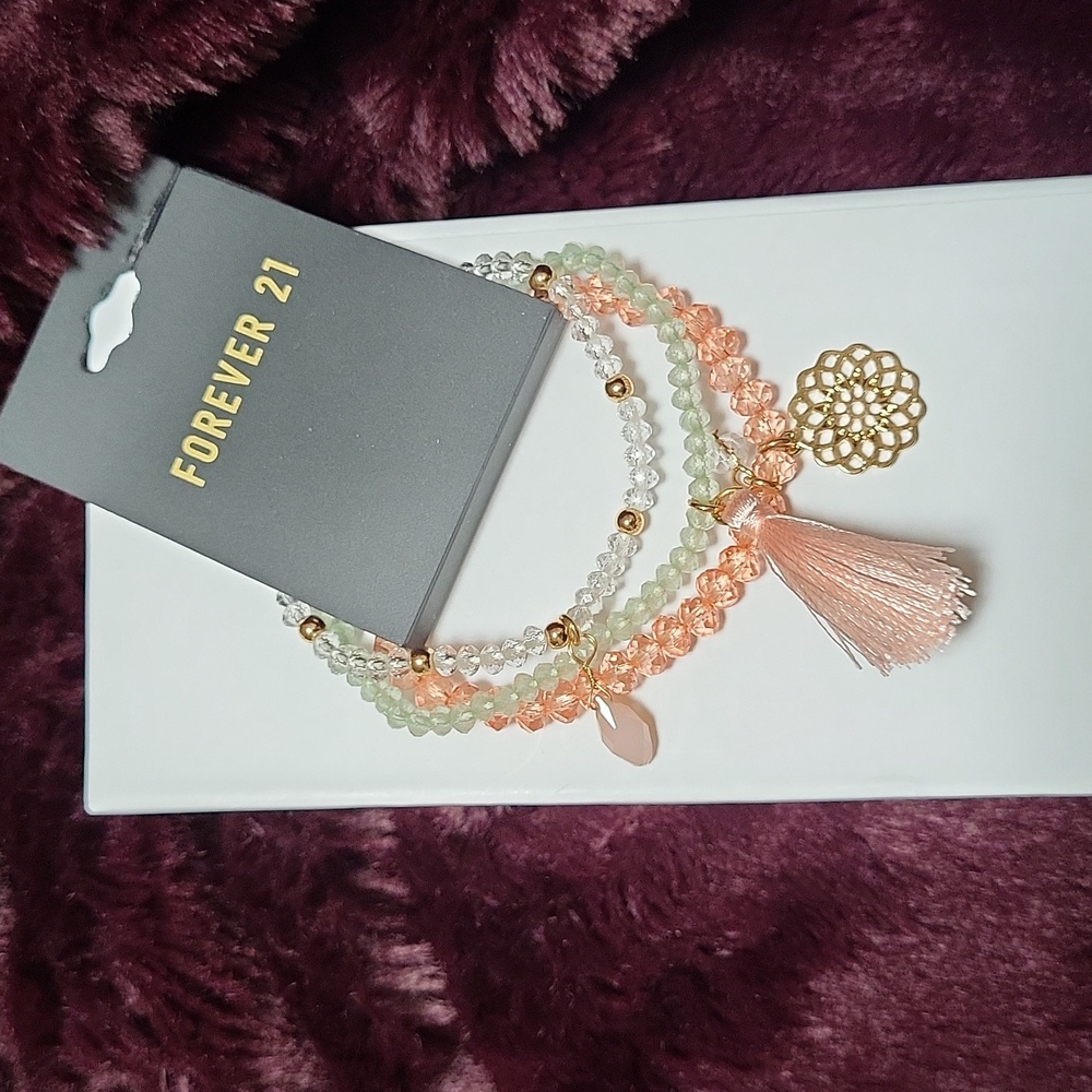 Beaded 3 Pack Stretch Bracelets From Forever 21, New With Tags
